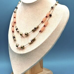 10K Gold and Rose Quartz Vintage Beaded Necklace